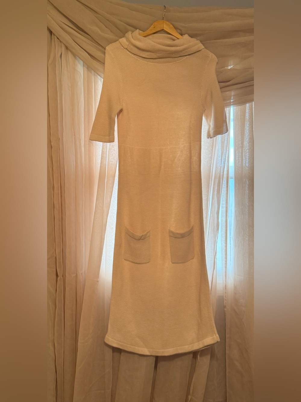 Moda International Cream Knit Cowl Sweater